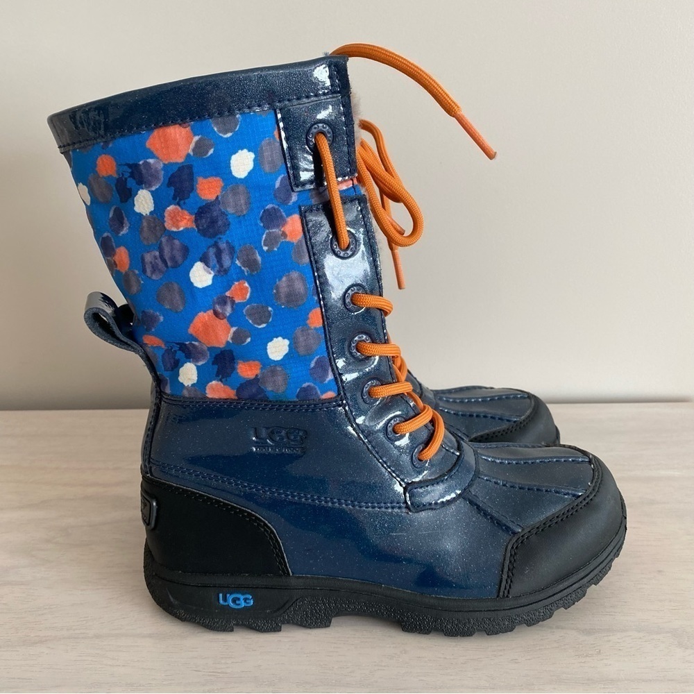 UGG BUTTE II Waterproof Patent Boots in Navy Sparkle Shiny size 3